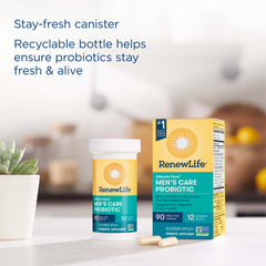 Renew Life probiotic bottle on shelf highlighting Non-GMO and purity