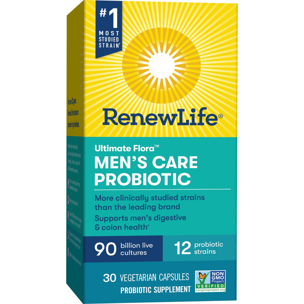 Capsule closeup of Renew Life Men's Care with delayed-release appearance