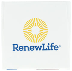 Renew Life bottle on travel-friendly packaging for on-the-go routines.