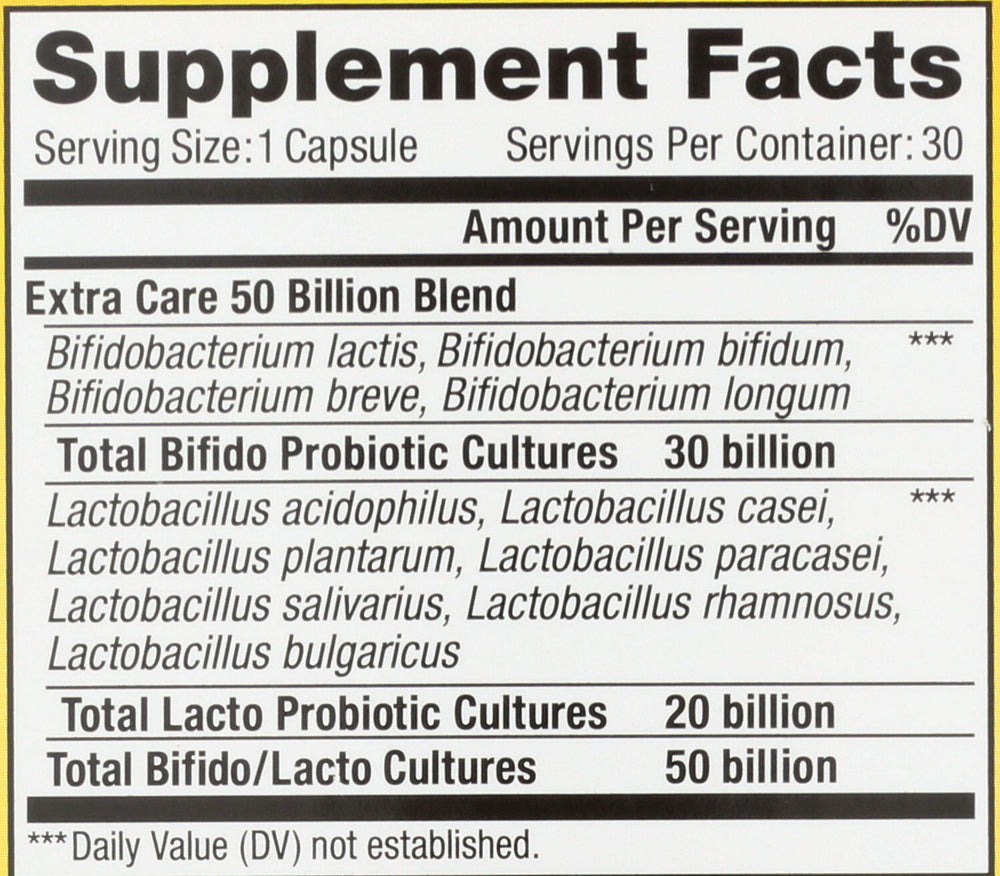 Renew Life probiotic capsules closeup highlights small easy-to-swallow pills for daily use