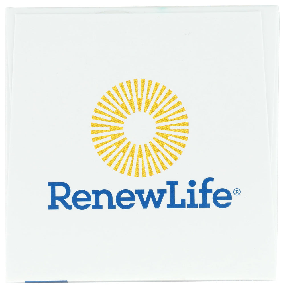 Renew Life label close-up highlighting product features and CFU information.