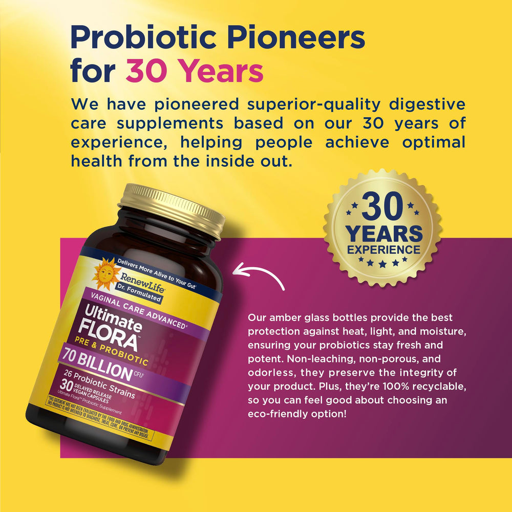 Renew Life Ultimate Flora delayed-release capsules deliver active cultures more efficiently.