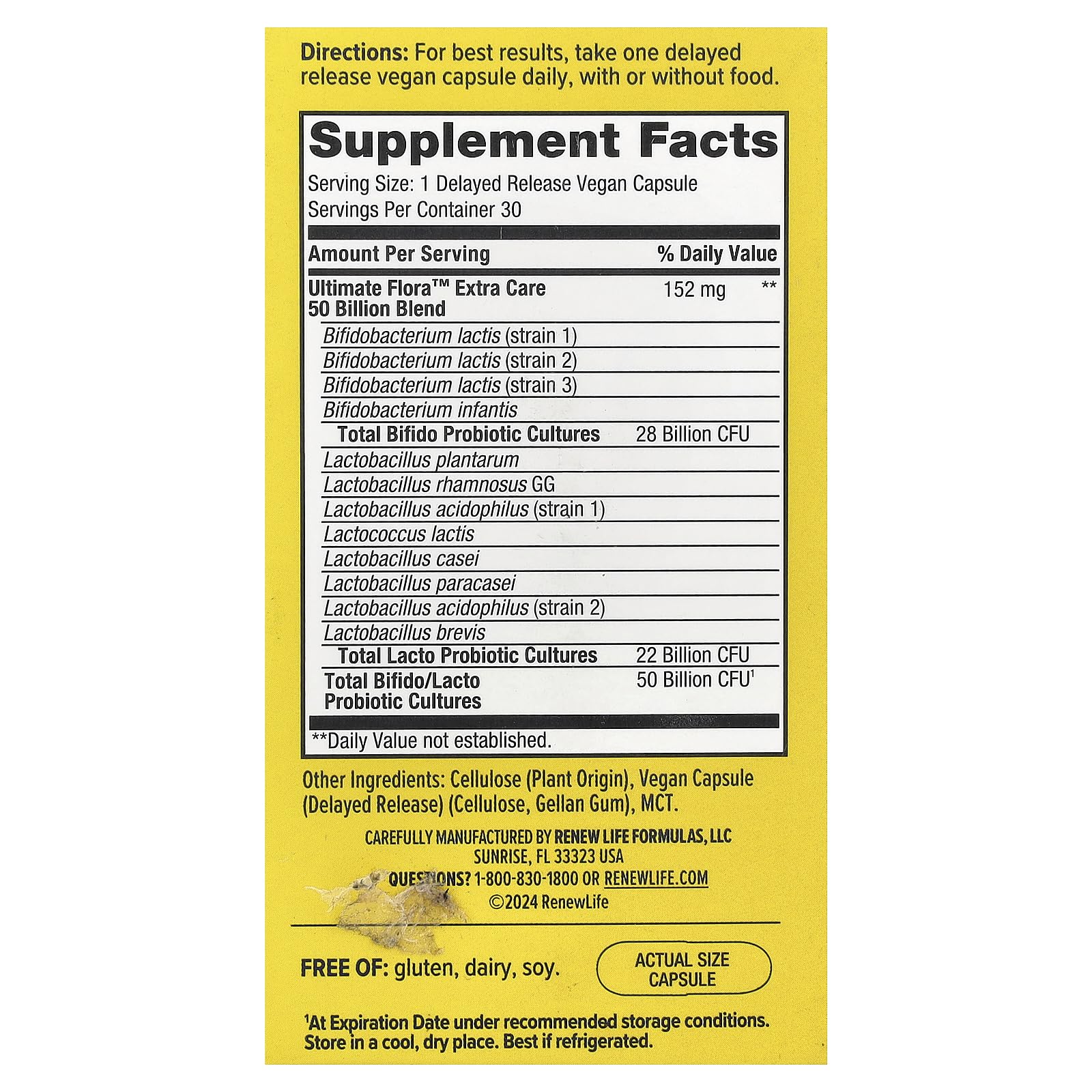Renew Life Ultimate Flora capsule for daily gut health and regularity