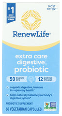 Renew Life Ultimate Flora bottle front with 50 billion CFU capsules for daily use.