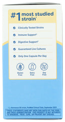 Renew Life probiotic bottle back with directions for use.