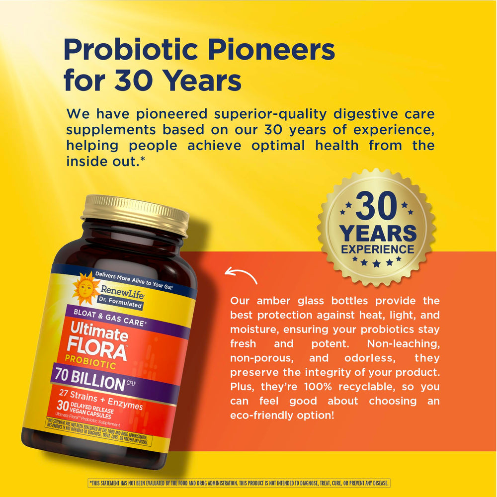 Renew Life Ultimate Flora vegan capsules image underscores plant-based gut support