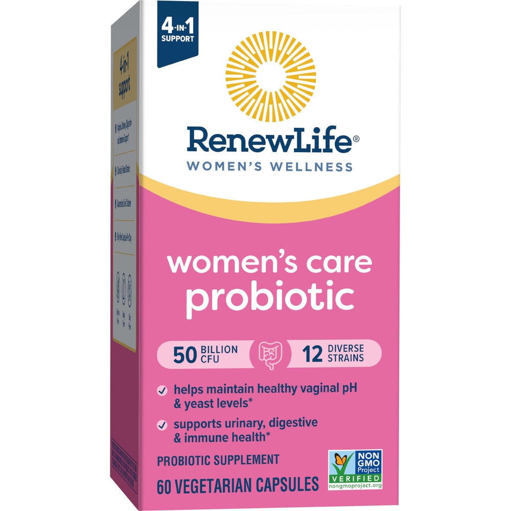 Renew Life US-made packaging emphasizes quality and purity.