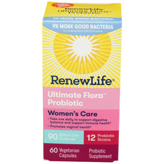 Renew Life Women's Probiotic bottle shown for daily feminine health support.