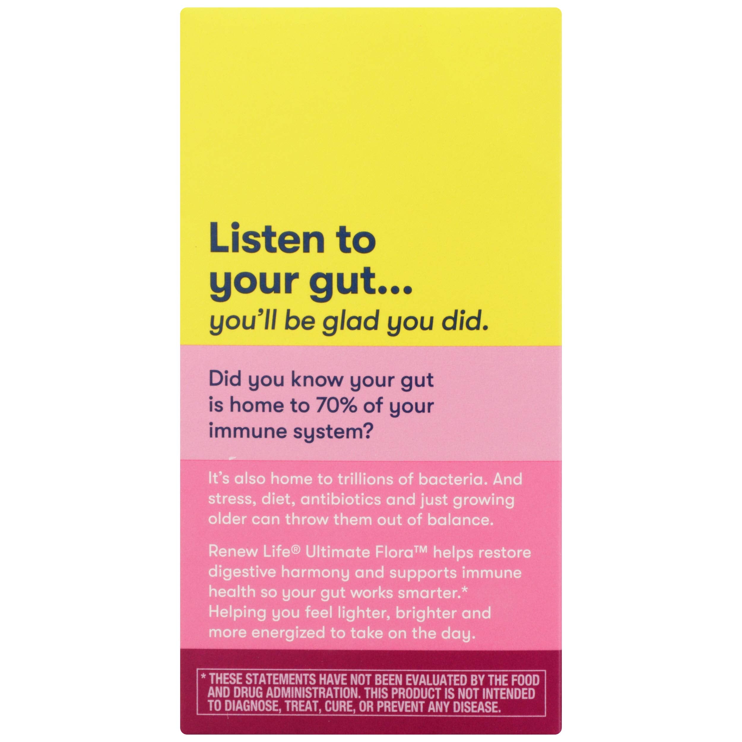 Close-up of Renew Life probiotic capsules for vaginal and urinary balance.