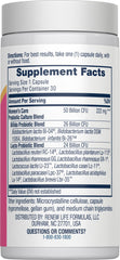 Close-up of Renew Life probiotic capsules highlighting diverse strains for digestive and immune health.