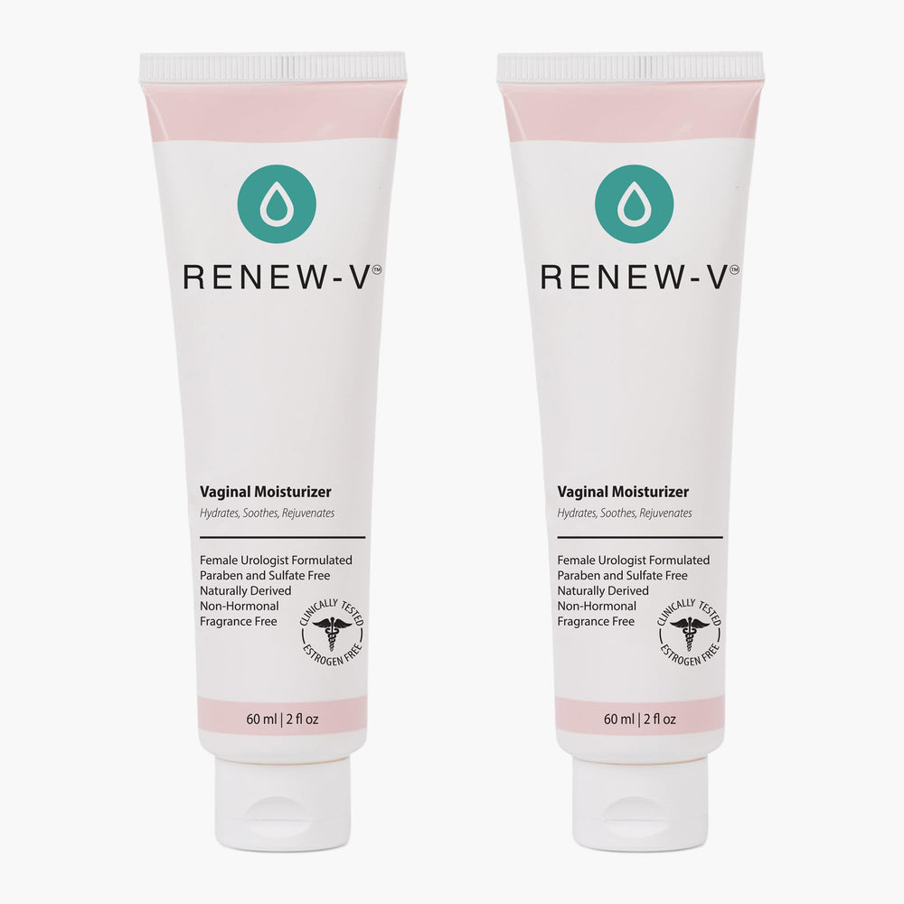 Renew-V vaginal moisturizer bottle providing long-lasting hydration for intimate skin.