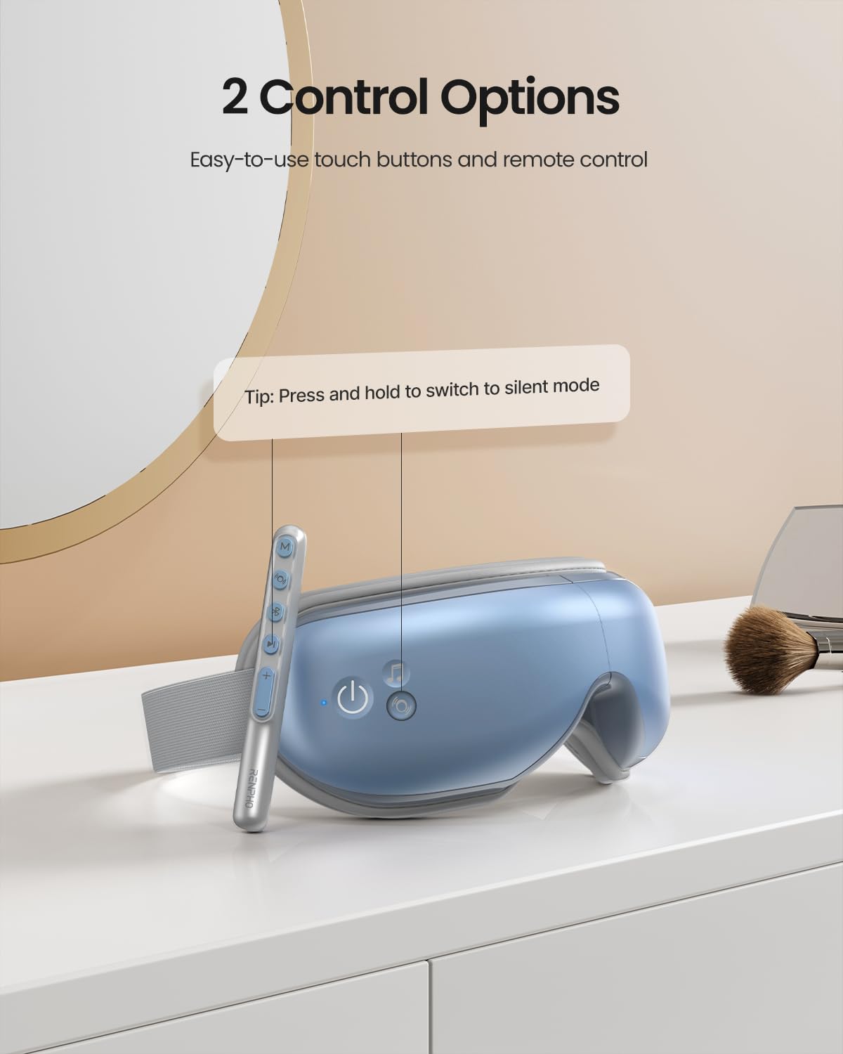 RENPHO eye massager silent mode for undisturbed relaxation and sleep