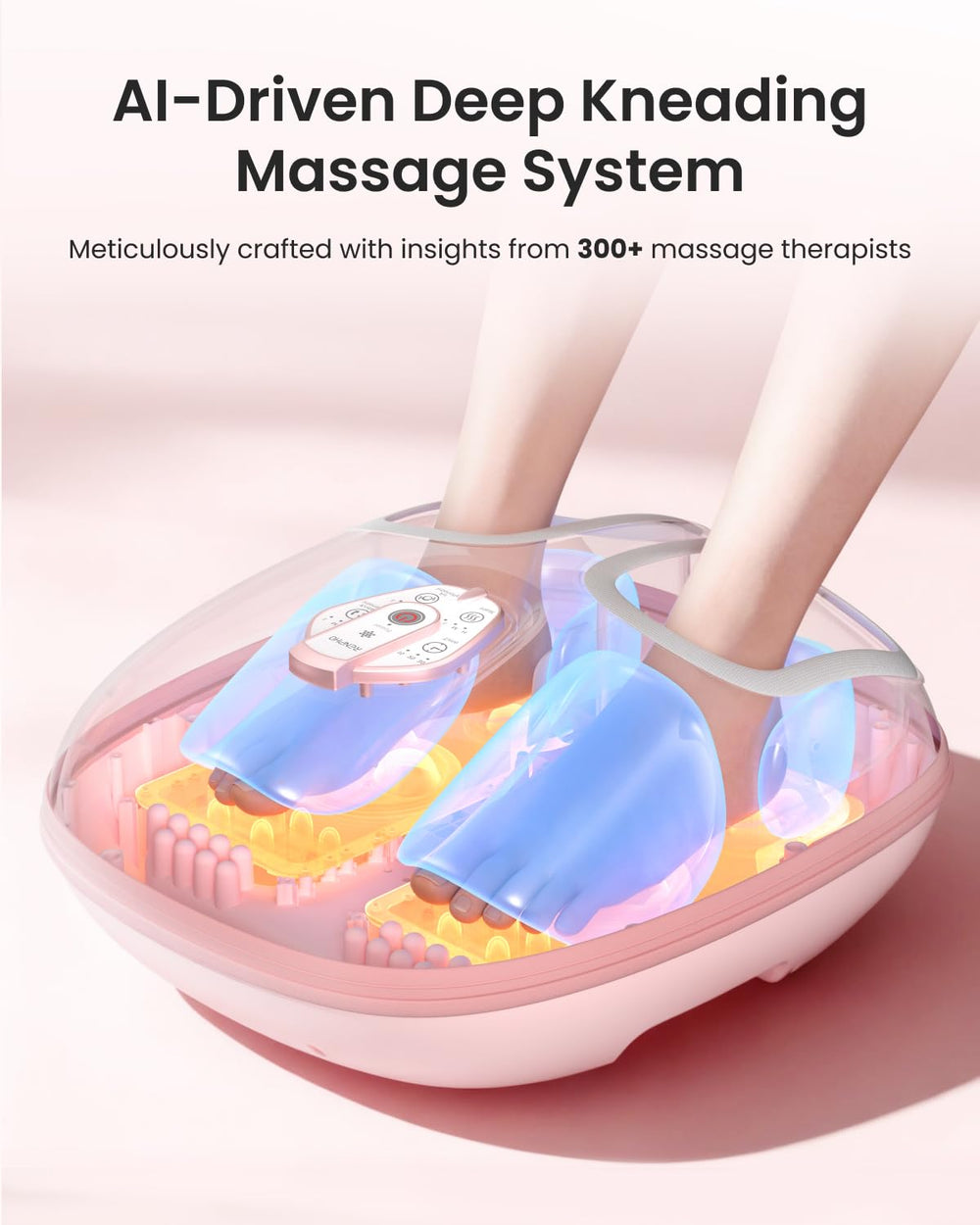 RENPHO foot massager heat feature at 131°F delivers soothing warmth for muscle release.