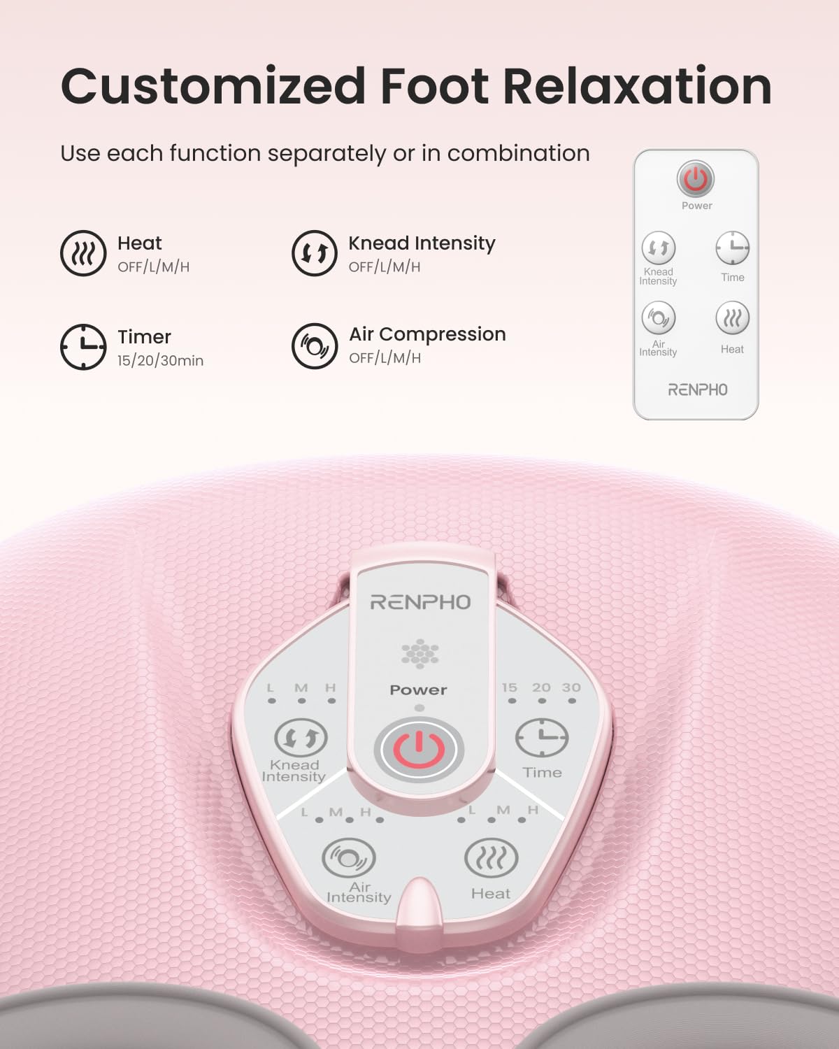 RENPHO 2026 model foot massager with customizable intensity levels.