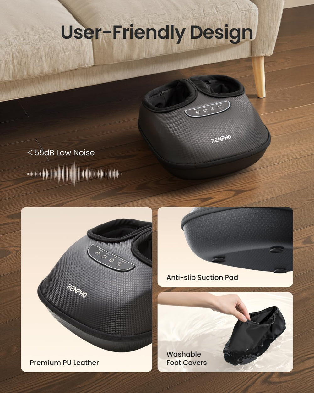 PU leather surface is easy to wipe clean for hygiene