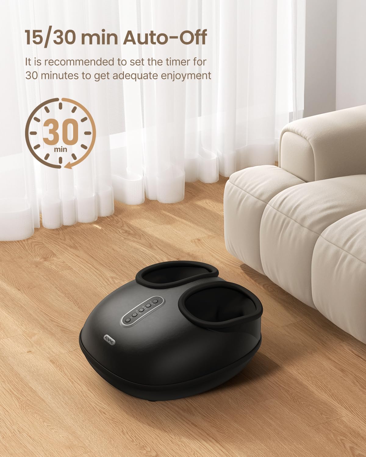 Renpho foot massager size 12 DG fits a wide range of feet.