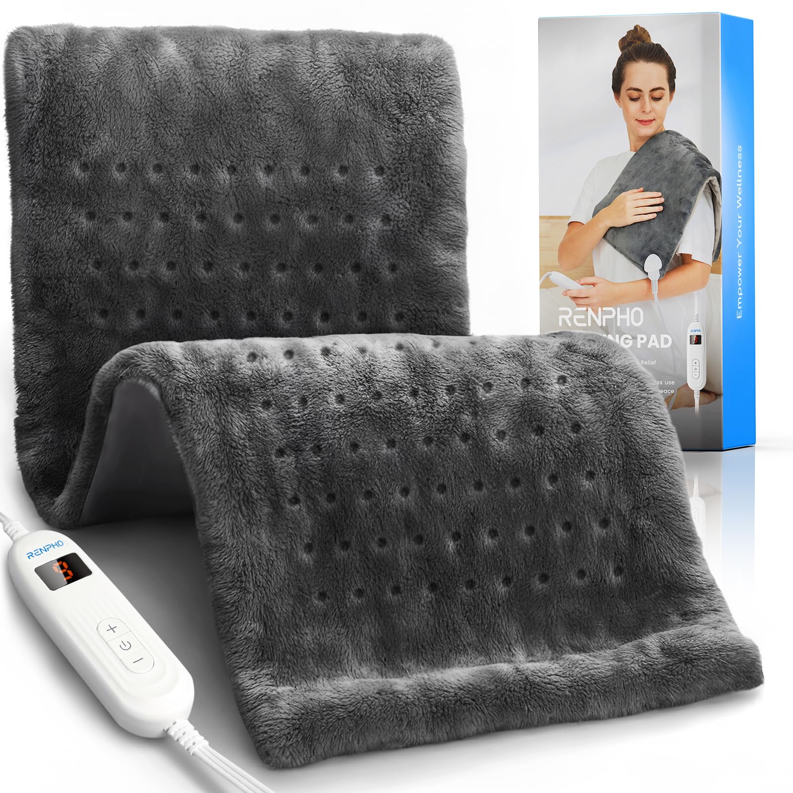 RENPHO heating pad back pain relief with fast heat for tired muscles.