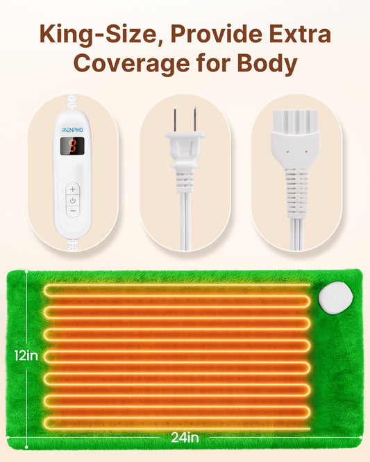 RENPHO heating pad large-12x24 offers comprehensive body coverage for relief