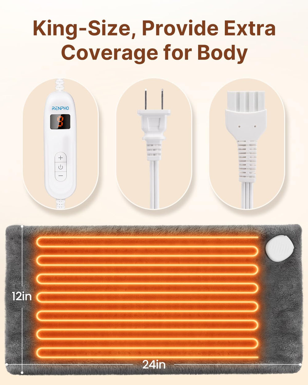 RENPHO heating pad xlarge size eases full upper body tension.