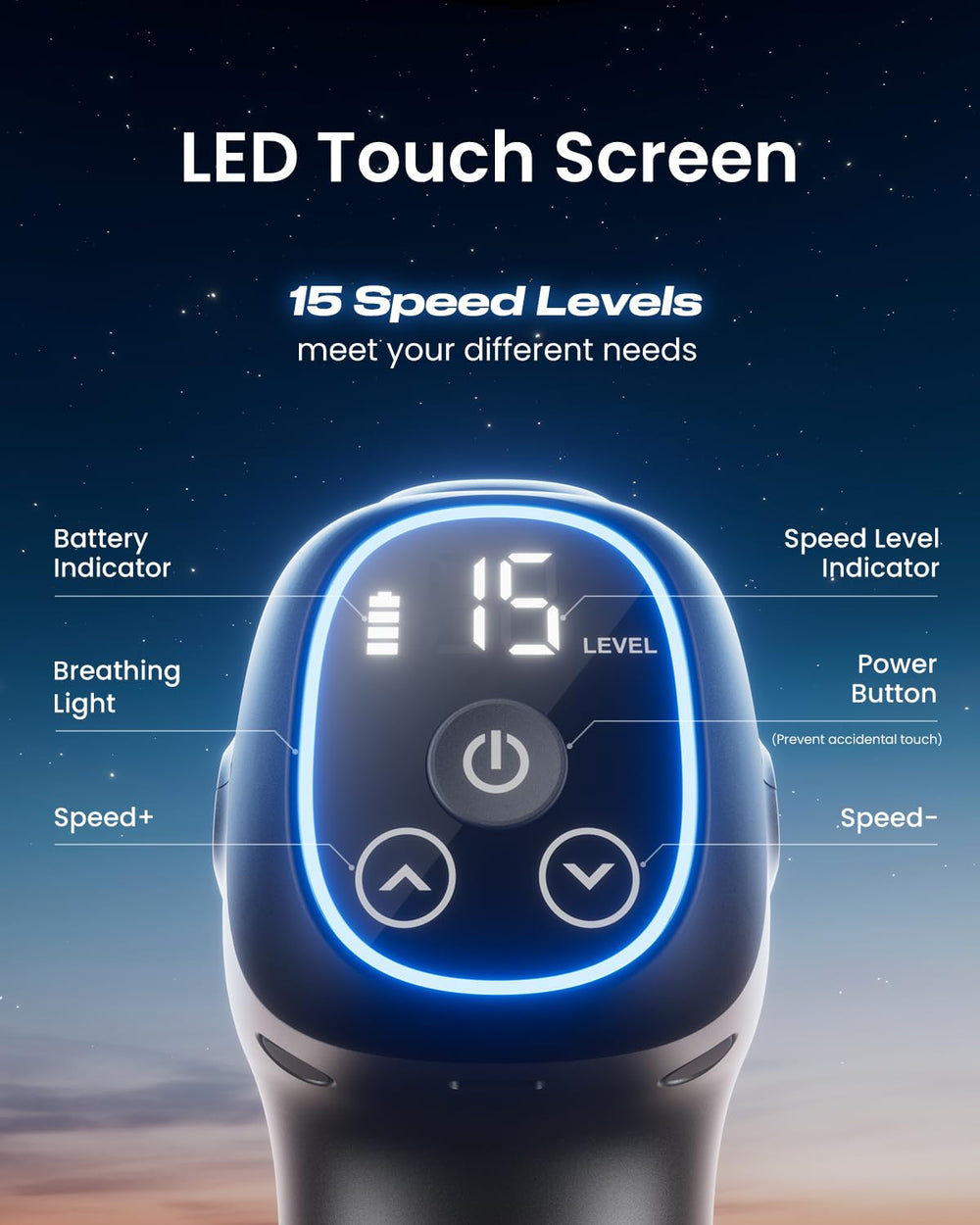 RENPHO fast-charging massage gun with Type-C for quick sessions.