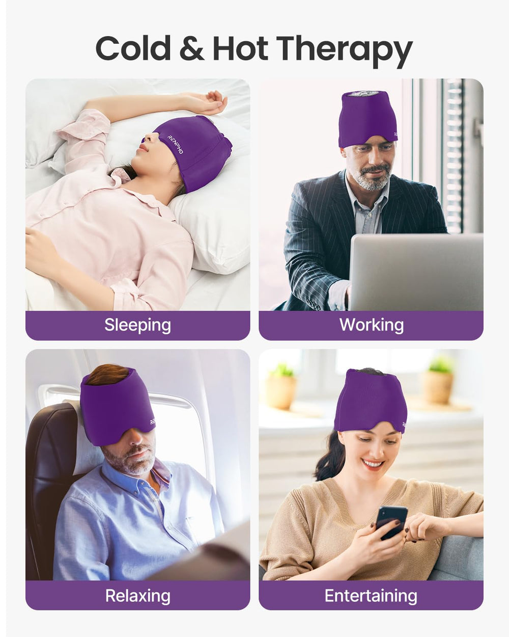 RENPHO Migraine Relief Cap foldable and travel-friendly design