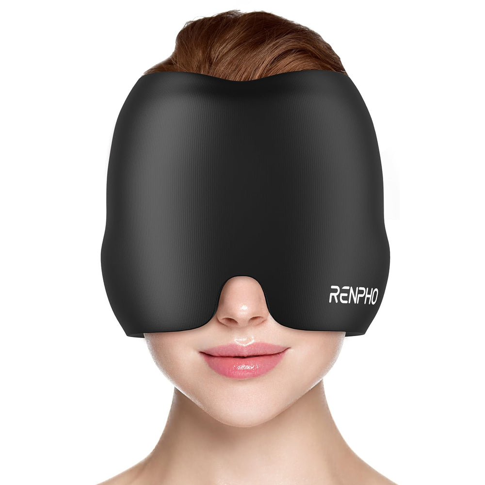 Renpho Migraine Relief Cap front view showing full head coverage for targeted relief.