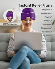 RENPHO Migraine Relief Cap applying ice therapy for targeted relief