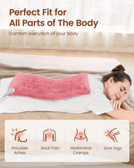 RENPHO pink heating pad with machine-washable cover for easy cleaning.