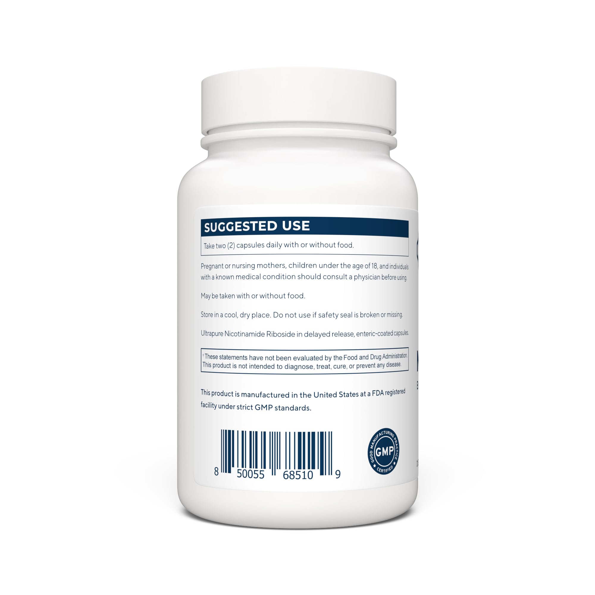 Enteric-coated NR capsules close-up emphasizing protective coating