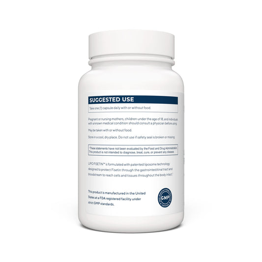 Renue By Science Fisetin label showing 150mg per capsule and features