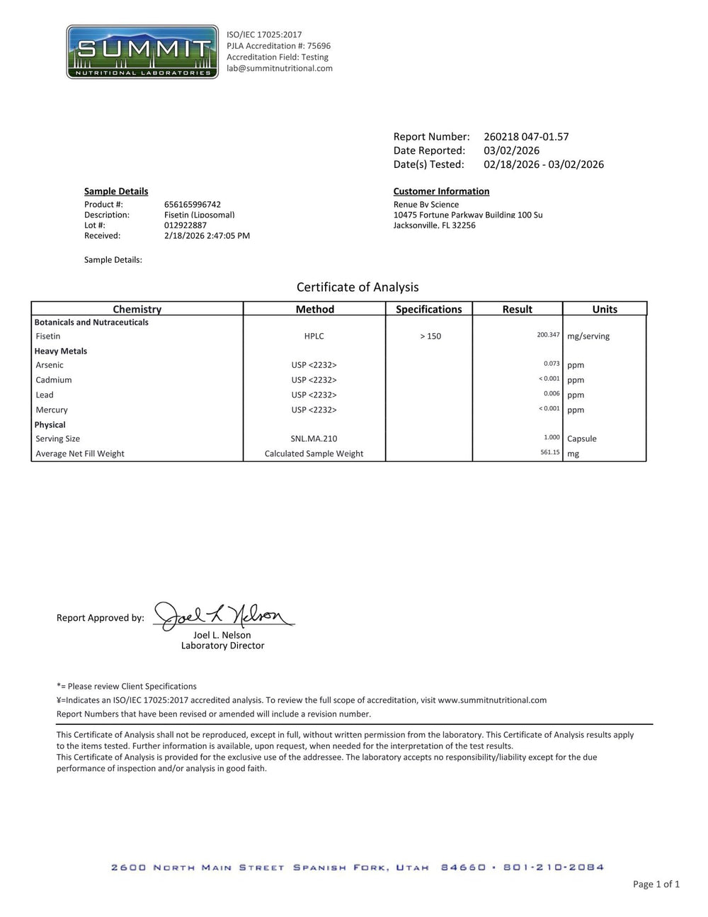 Renue By Science Fisetin made in USA seal indicating local manufacturing