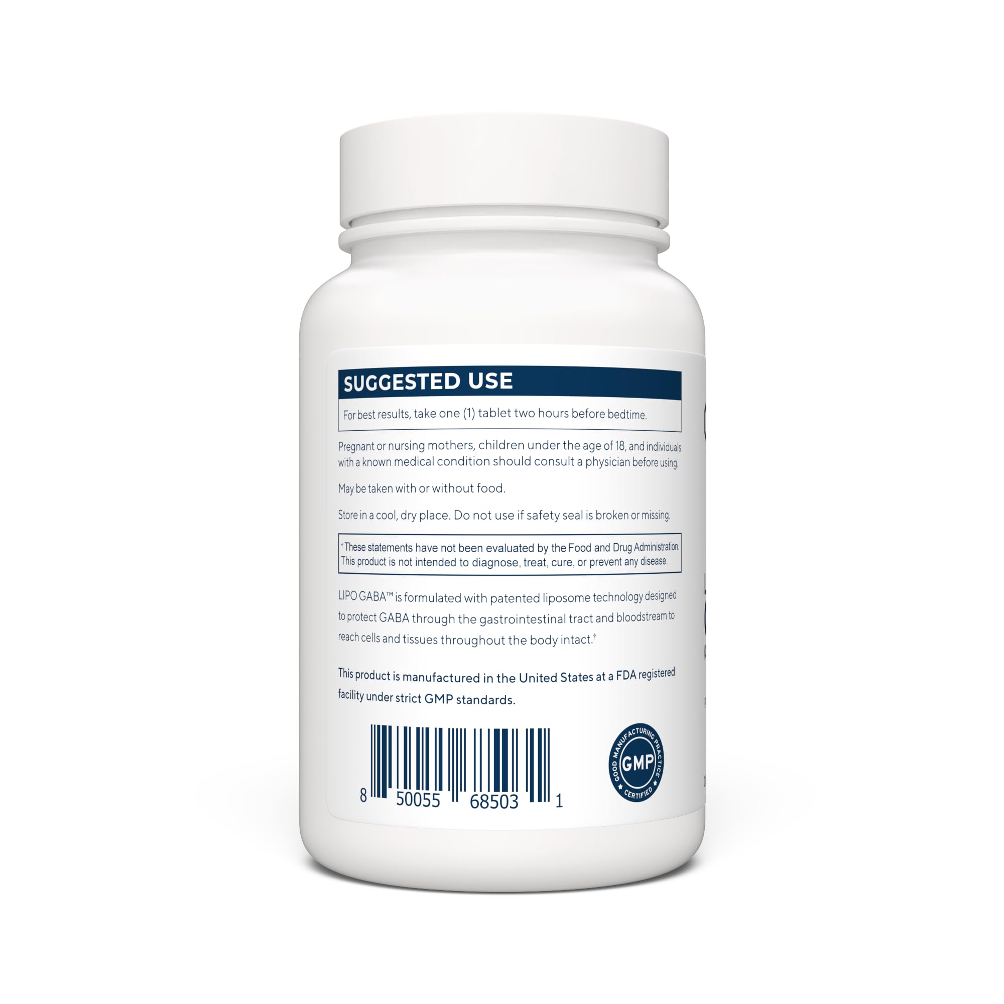 Renue By Science GABA bottle with visible label emphasizing liposomal delivery.