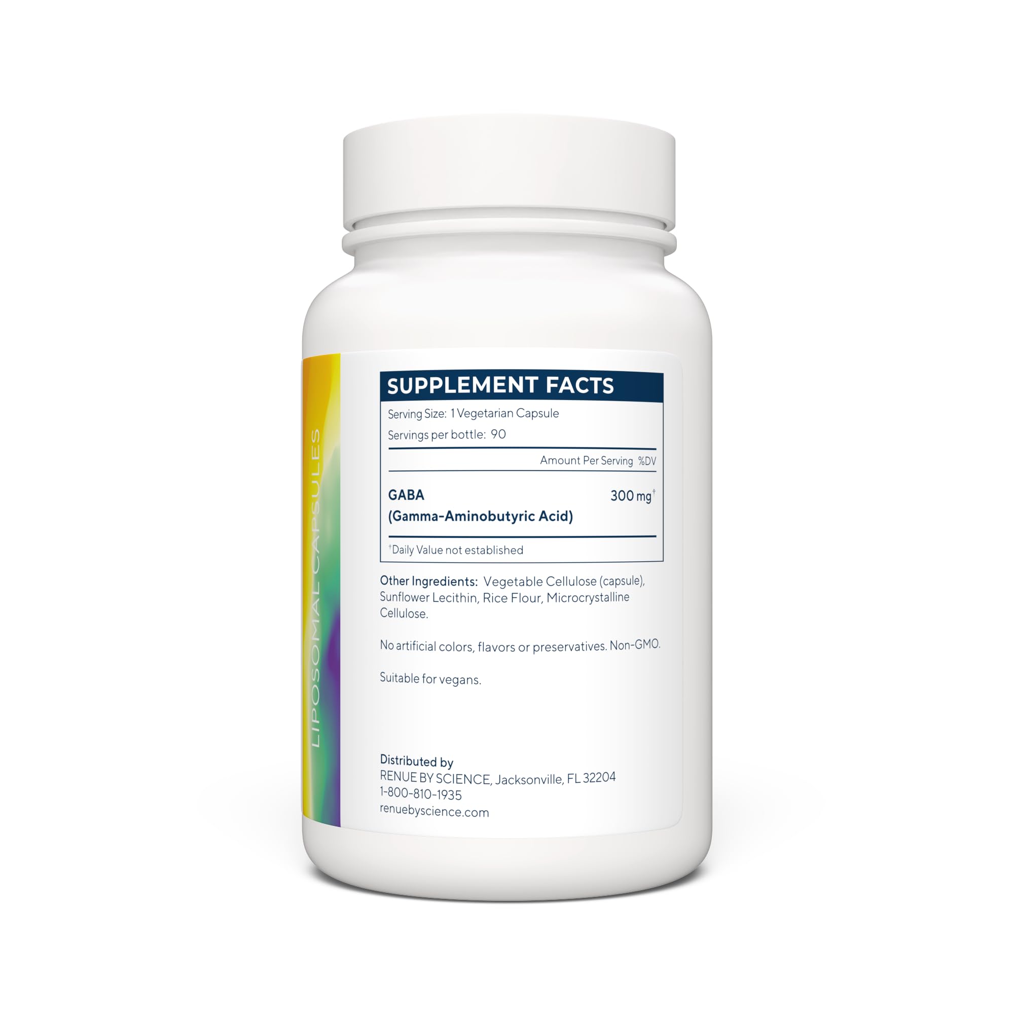 Renue By Science GABA packaging close-up shows non-GMO USA-made quality.