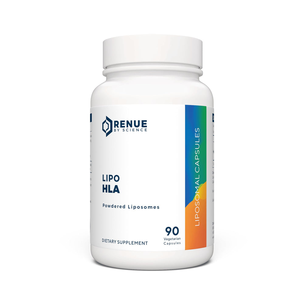 Renue By Science HLA bottle front signaling skin hydration support.