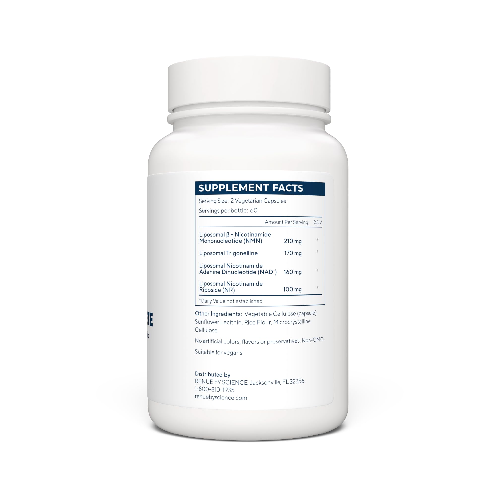 Renue By Science LIPO NAD Complete label details with GMP badge and ingredients list.