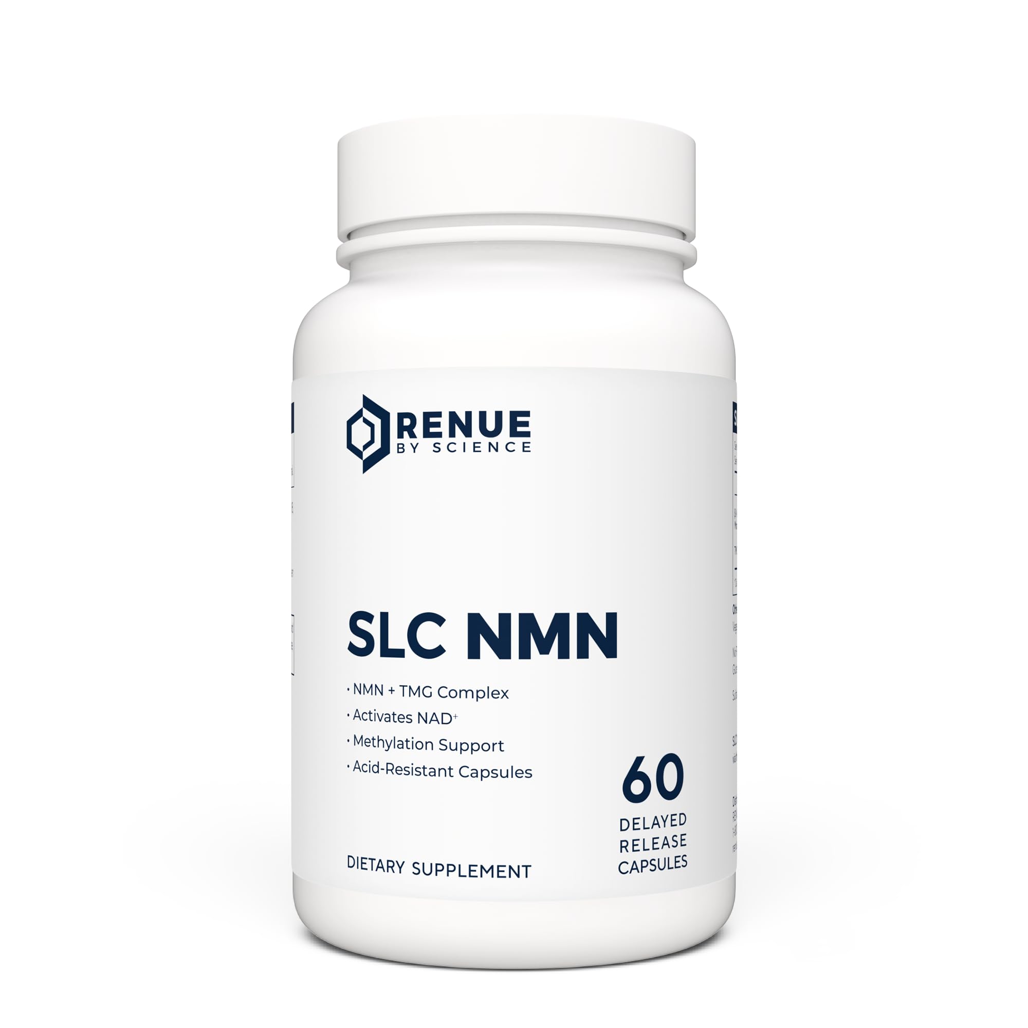 Renue By Science NMN bottle on a clean surface highlighting daily vitality potential