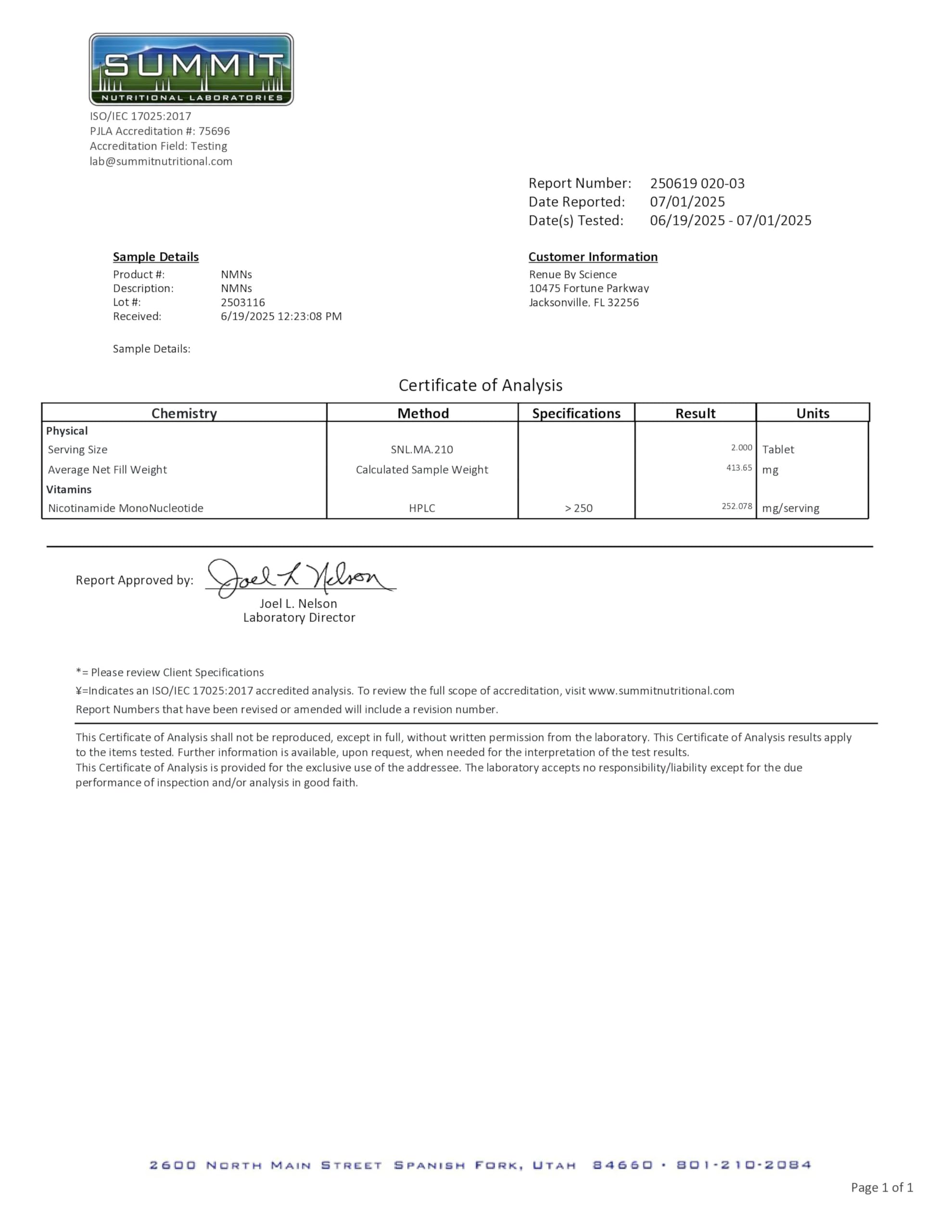 Renue By Science NMN manufactured in GMP USA facility with third-party testing.