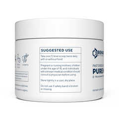 Renue By Science NMN powder scoop pour demonstrates portable, on-the-go supplementation.