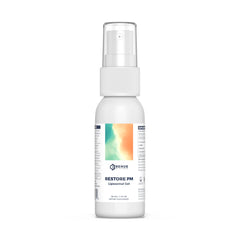 Renue By Science Restore PM bottle pump shows rapid sublingual absorption for sleep support