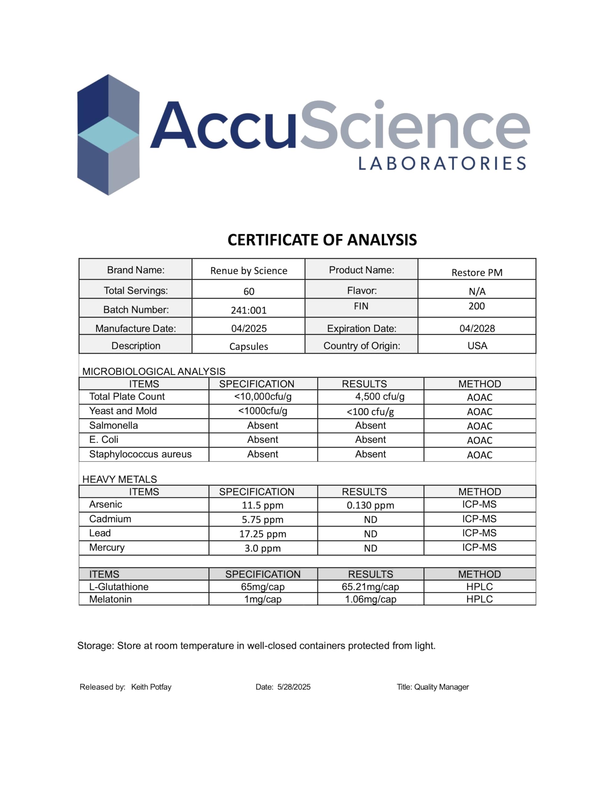 Renue By Science Restore PM manufacturing facility image emphasizing GMP standards and rigorous purity.