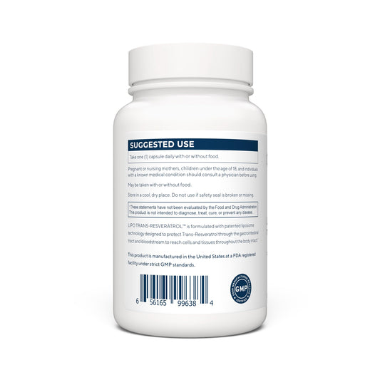 Renue By Science Resveratrol capsules closeup highlighting 125 mg per serving.