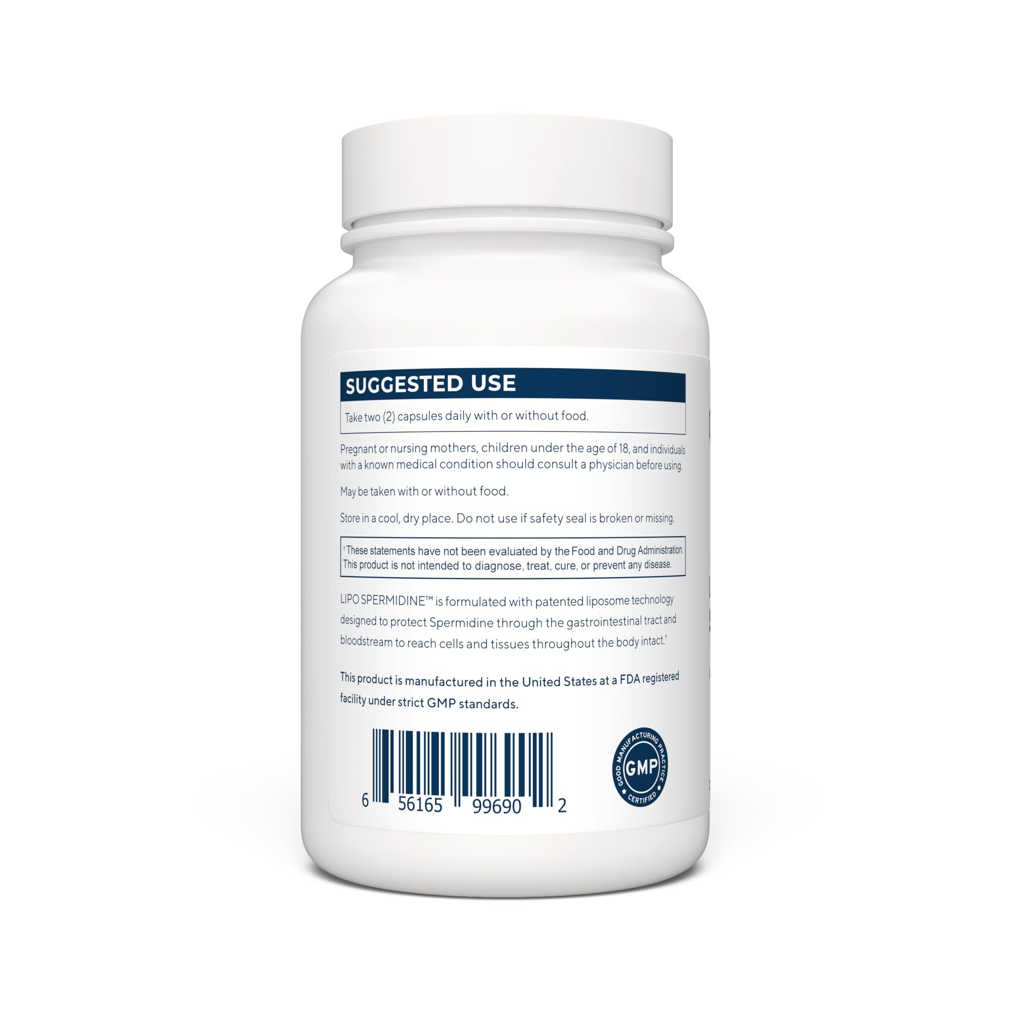 Renue By Science liposomal spermidine capsules highlighting enhanced bioavailability