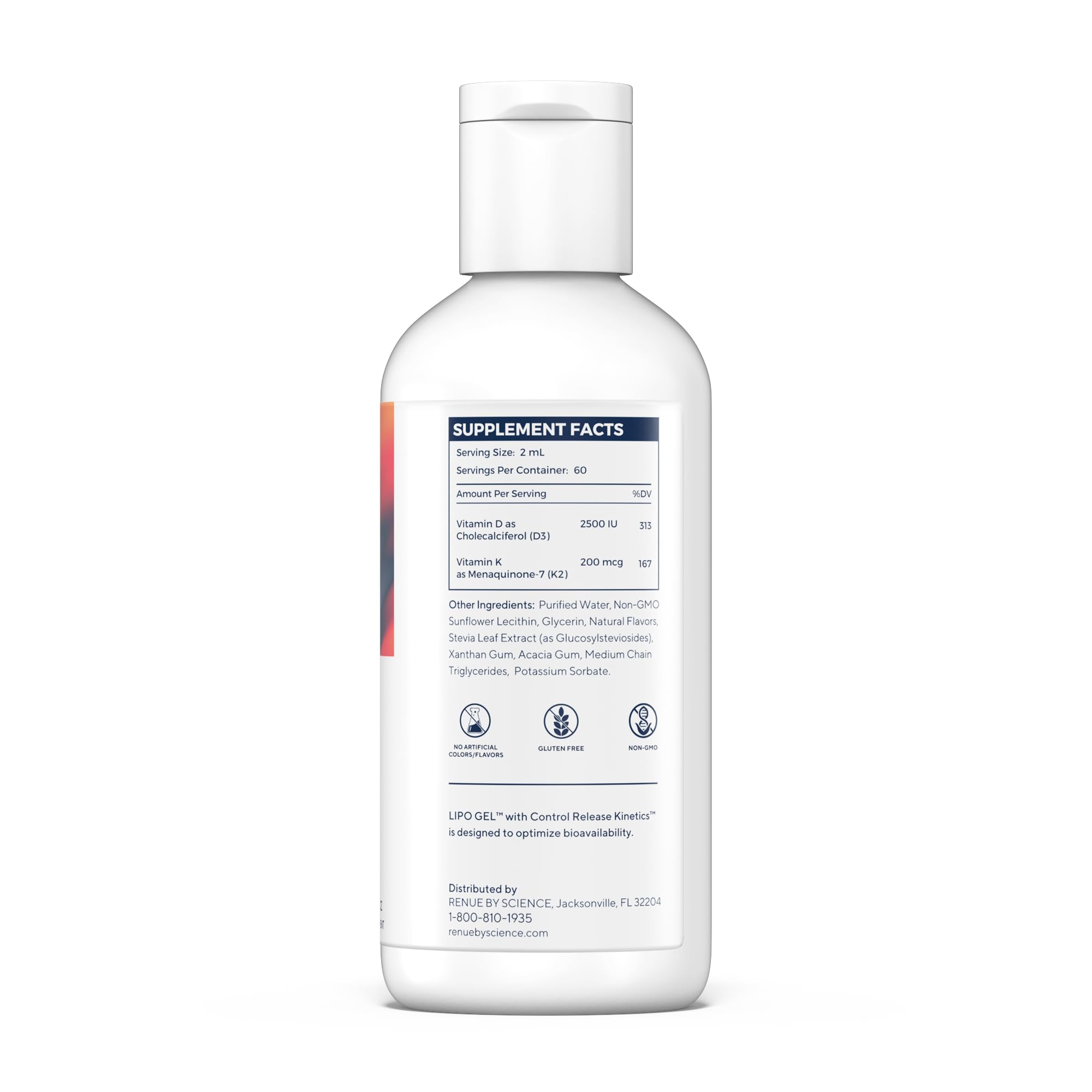 Renue By Science D3 K2 gel pour shows easy sublingual administration.