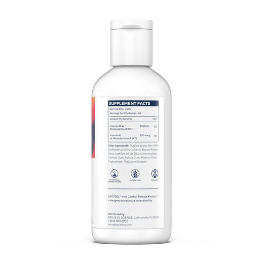 Renue By Science D3 K2 gel pour shows easy sublingual administration.