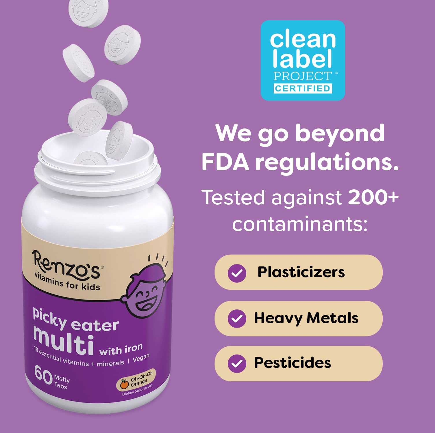 Vitamin blend in Renzo's formula with iron zinc calcium