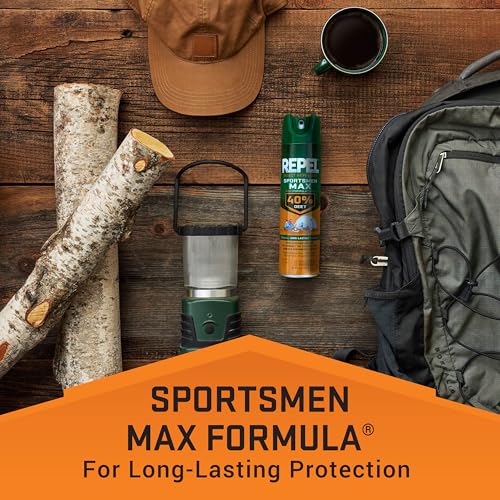 Aerosol spray action of Repel Sportsmen Max Formula during application.