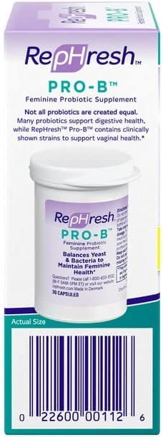 Rephresh Pro-B bottle and 3-pack box—convenient daily routine.