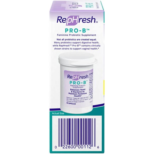 RepHresh Pro-B label close-up with clinically tested strains.
