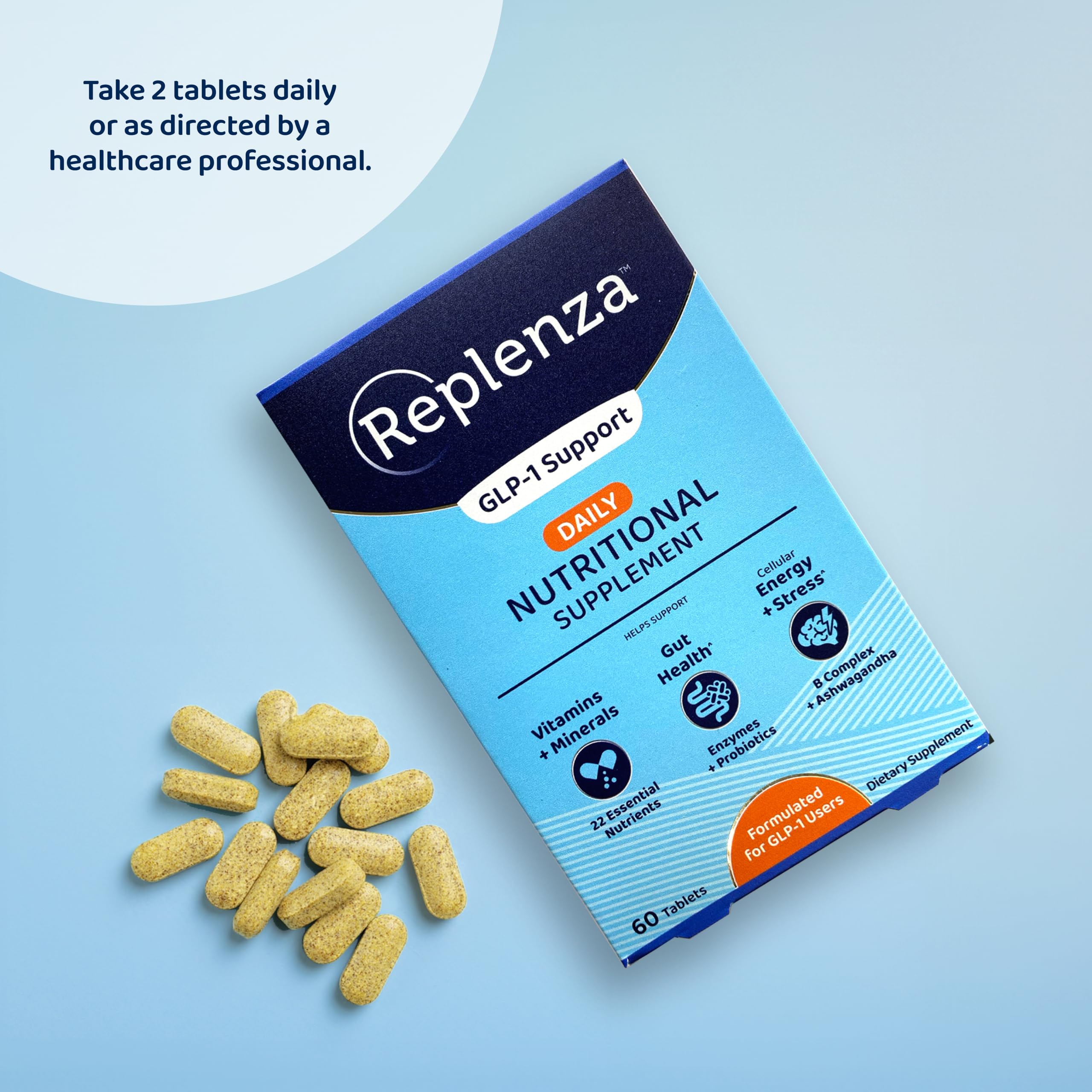 Close-up of Replenza ingredients label showing essential nutrients.