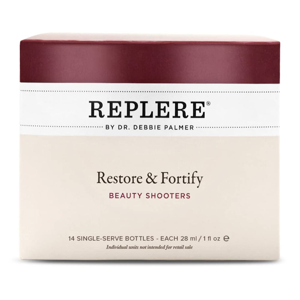 Replere Restore Fortify shot glass 1oz, ready-to-drink convenience.